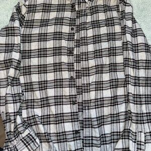 All Saints Black and White Plaid Casual Button Down Shirt